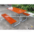 wooden 2 seat bench with table for outdoor garden